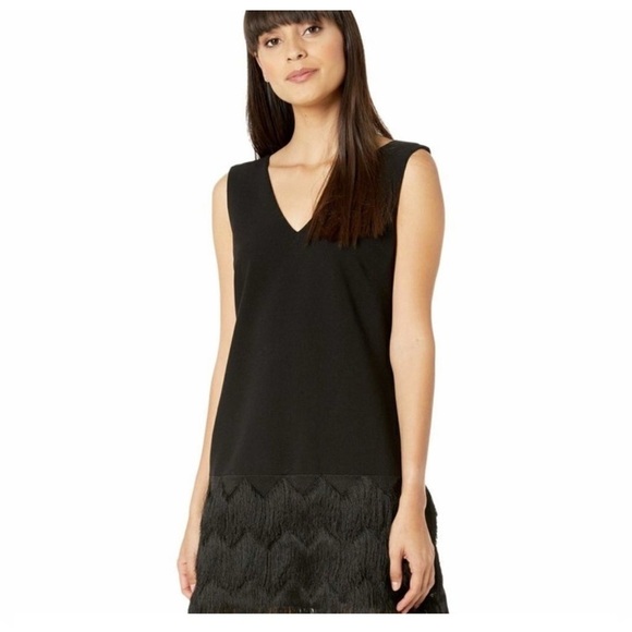 BCBGMAXAZRIA Black Fringe Mini Cocktail Dress NWT Size 10 - Picture 1 of 10